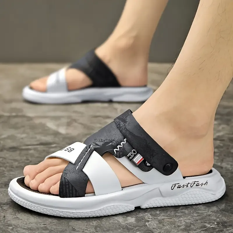 Men's Summer Trendy Crossover Strap Slip On Hollow Out Sandals