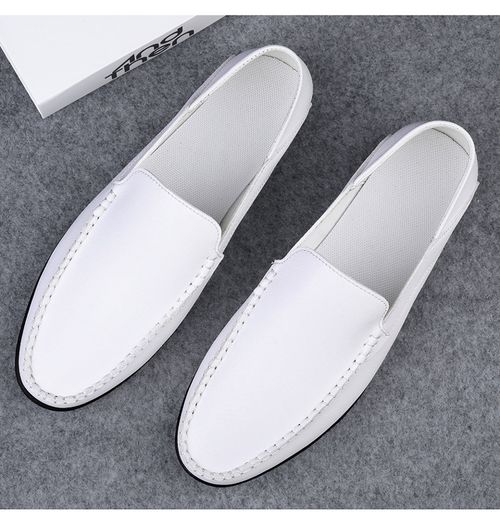 Men's business casual shoes breathable leather shoes large size shoes fashionable white shoes