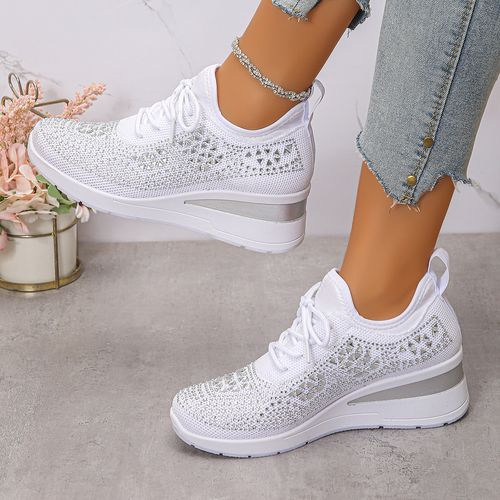 Rhinestone lace-up women's casual shoes, low-top