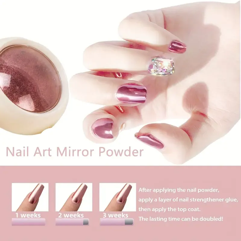 6 Colors Nail Art Mirror Powder, Chrome Nail Powder Set, Holographic Glitter Nail Chrome Powder For Nails Art DIY Decoration