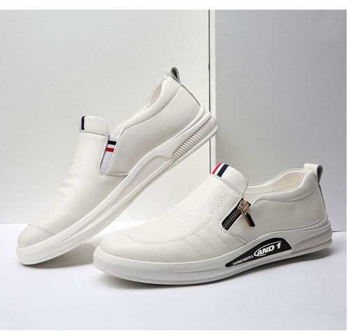 Men's leather shoes high-end business white shoes casual fashion trend simple breathable slip-on men's shoes