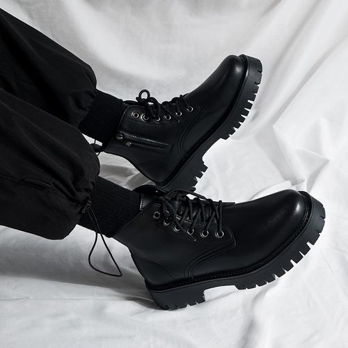 Thick-soled work boots high-top leather shoes