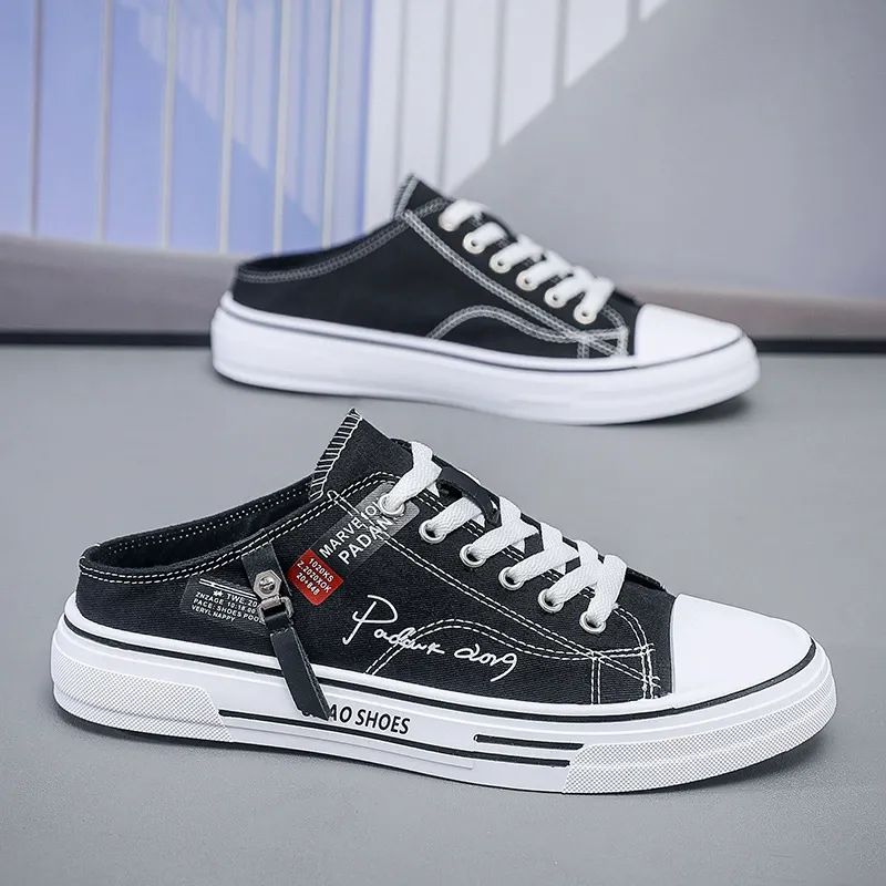 Breathable head-covering canvas shoes, casual men's shoes, half-trousers, trendy shoes