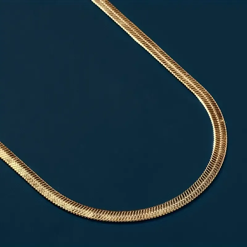 Men's 18K Gold Plated Chain Necklace, Stylish Snake Chain, Men's Fashion Gift Jewelry