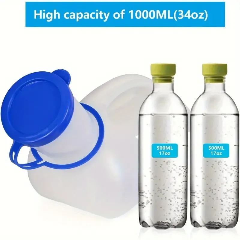 Leak-Proof Portable Urinal - 33.81oz, Lightweight with Lid & Funnel, Food-Grade Materials, Large Capacity for Seniors, Patients, Camping & Travel