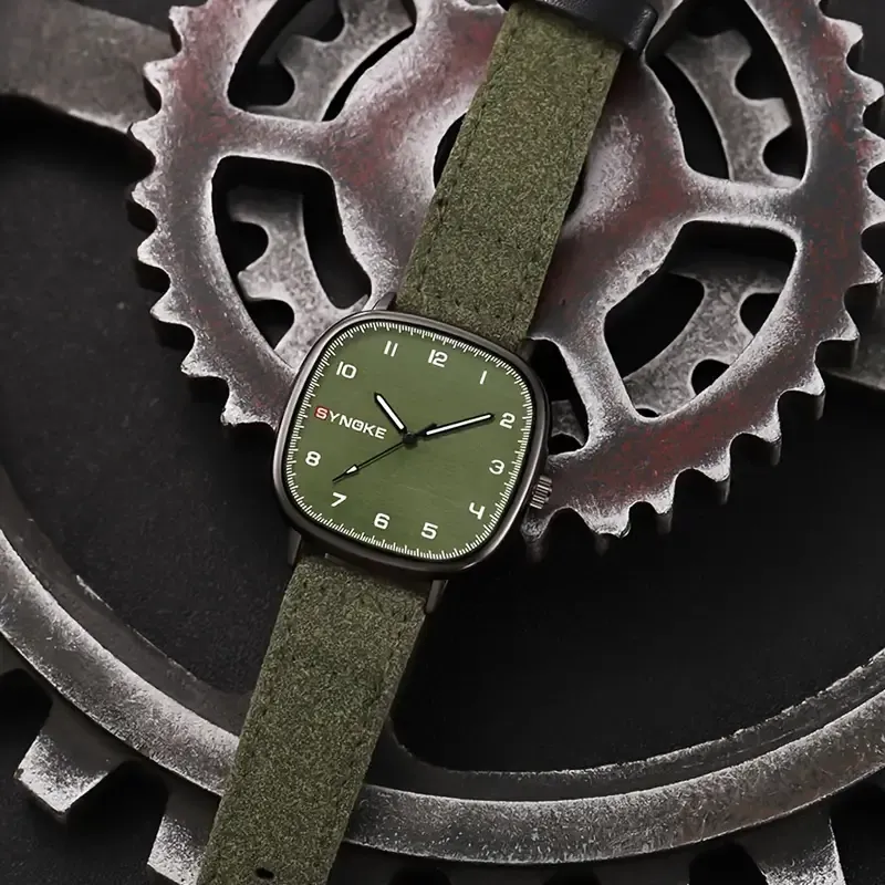 Vintage Army Green Men's Quartz Watch, Simple Sports Wristwatch, Ideal choice for Gifts
