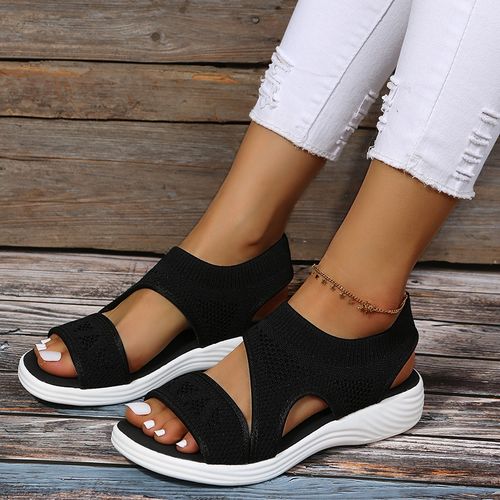Solid color elastic slip-on fish mouth