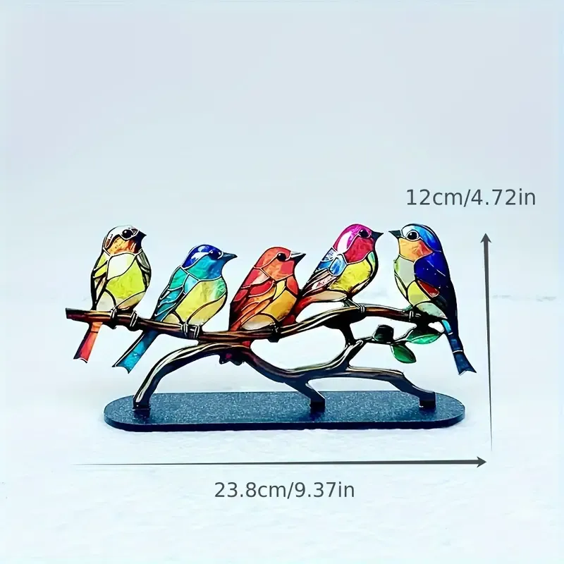 Charming Bird-Shaped Acrylic Decor - Vibrant Mixed Colors, Perfect for Bookshelves & Living Room Displays