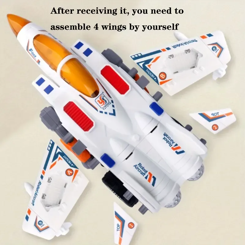 Transforming Fighter Jet Toy with Music & Lights - 360° Mobility, Perfect for Birthday, Christmas, Thanksgiving Gifts - Batteries Not Included