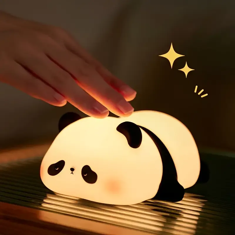 Panda Gift Silicone Pat Lamp LED Bedside Lamp Christmas Pat Silicone Night Light Charging Companion Sleep Lamp Outdoor Camping Lamp