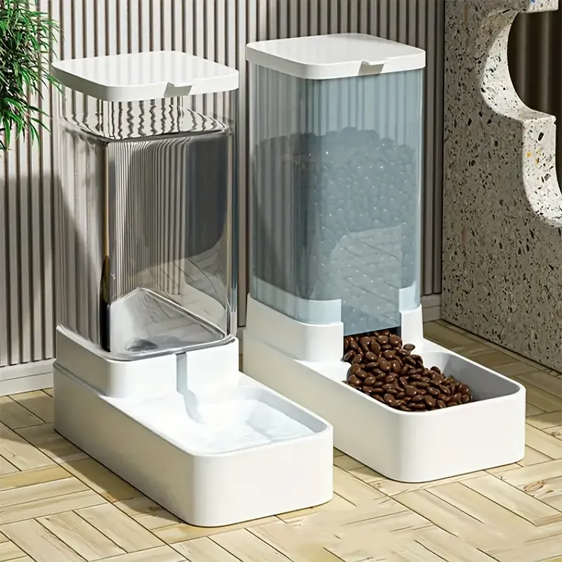 Automatic Pet Feeder and Water Dispenser Set for Dogs & Cats - Gravity-Fed, Non-Electric, Durable Plastic Pet Water Dispenser Dog Feeder And Water Dispenser