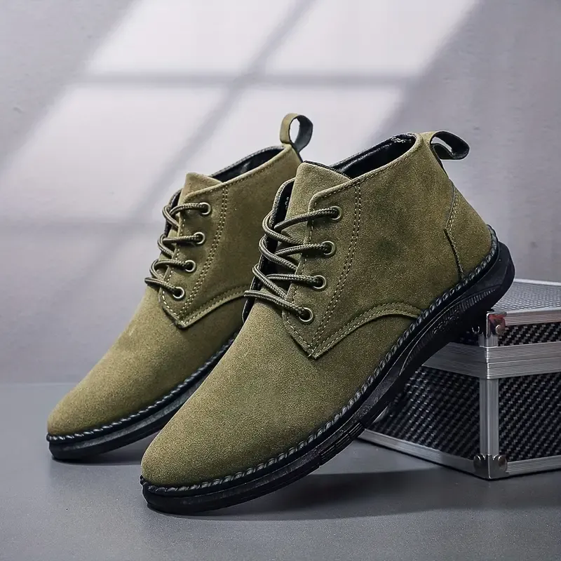 Men'S Casual Fashion Sneakers - Low Top Lace-Up Boots, Solid Color, All-Season, with PU Upper, Fabric Inner, Rubber Sole, for Daily & Casual Wear