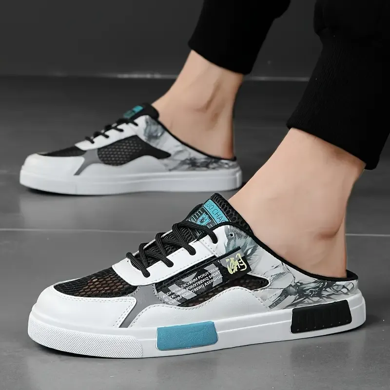 Men's Ultra Low Top Slip On Skate Shoes, Non Slip Comfy Casual Shoes For Outdoor Walking Camping