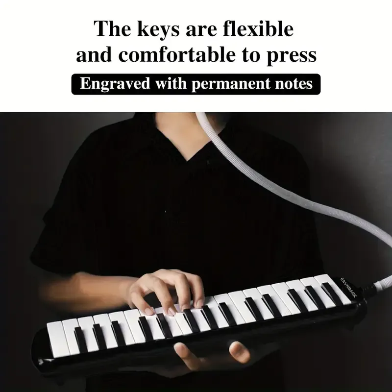 32 Keys Melodica Instrument, Soprano Melodica Air Piano Keyboard Pianica With Soft Long Tube, Short Mouthpiece And Carrying Bag Eid Al-Adha Mubarak