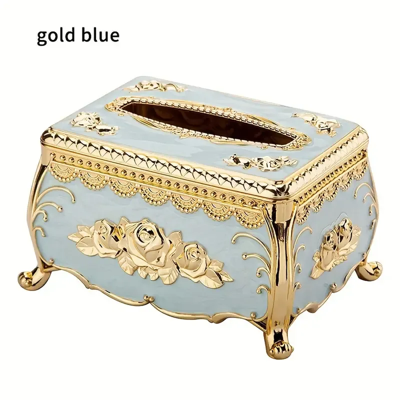 European Style Tissue Box Cover for Home Living Room Coffee Table, Creative Luxury KTV Napkin Holder, Restaurant American INS Decorative Accessory - Plastic Material