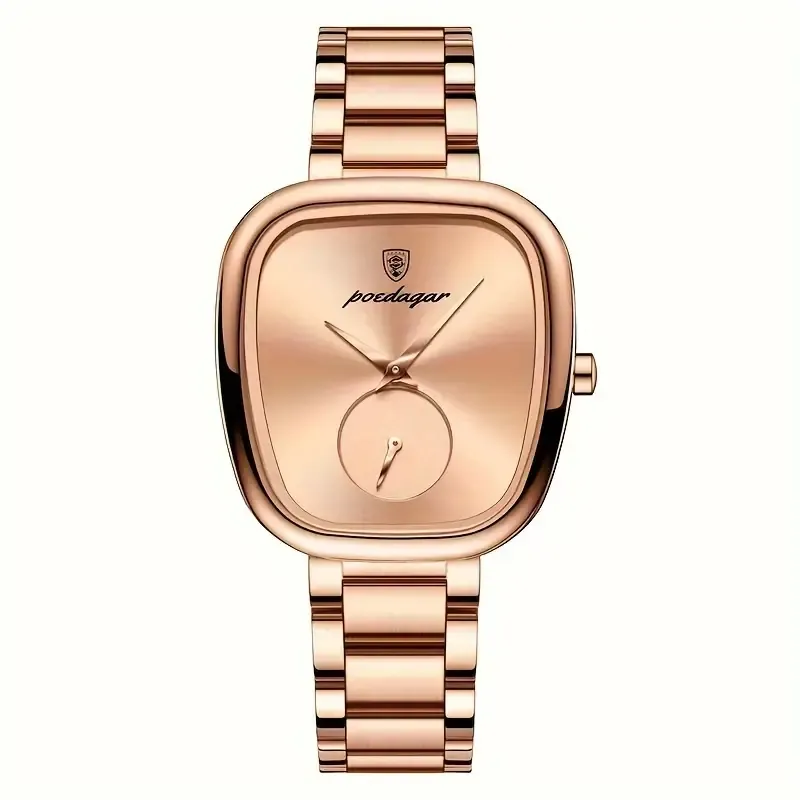 BINBOND Elegant Square Stainless Steel Women's Watch - Luxury Quartz Movement, Fashionable Analog Display