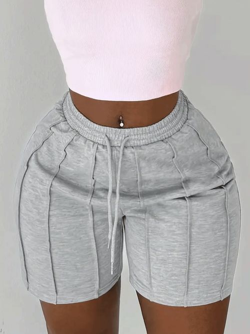 Breathable drawstring elastic waist shorts