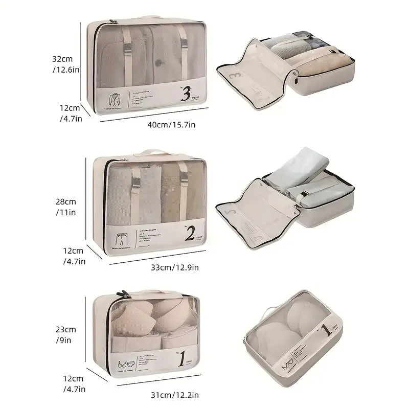 Free shipping on all orders Limited-time offer 7 Pcs Packing Cubes For Suitcases, Lightweight Travel Luggage Packing Organizers, Compression Storage Shoes Bag, Clothing Underwear Bag, Travel Cubes Set