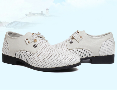 Men's leather shoes hollow summer busines