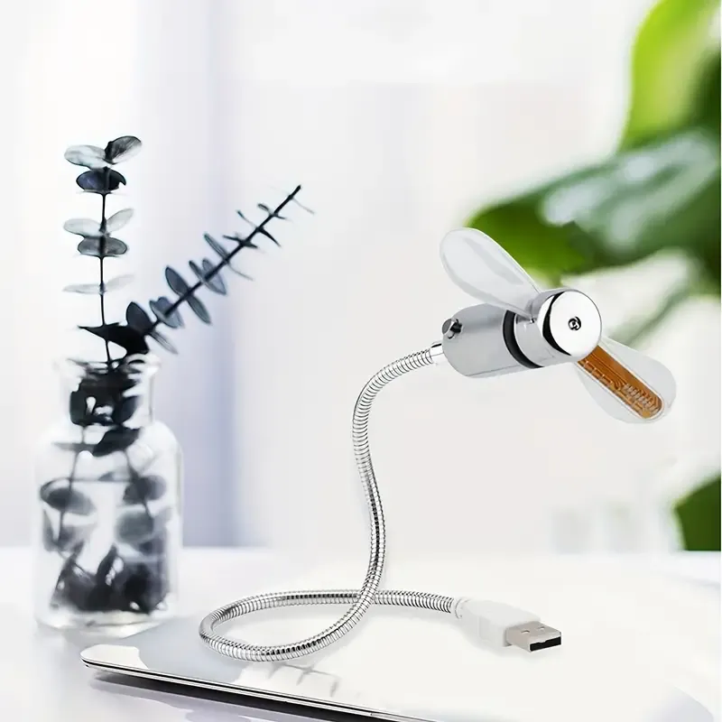 Mini Flexible USB Clock Fan with LED Time Display
