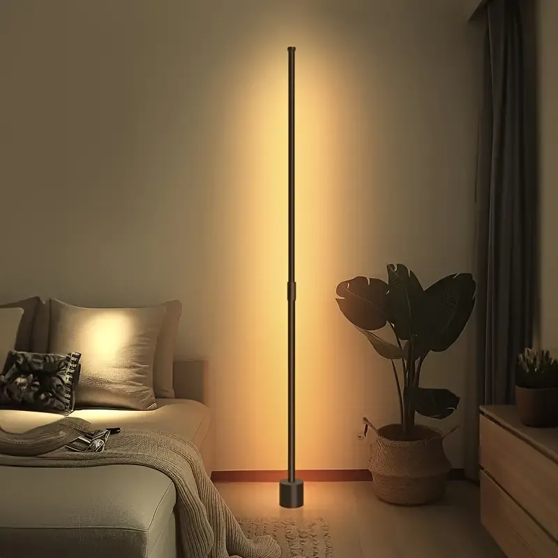 Modern Minimalist LED Corner Floor Lamp - Dimmable Ambient Lighting for Living Room, Bedroom, Office - USB Powered with Metal Stand