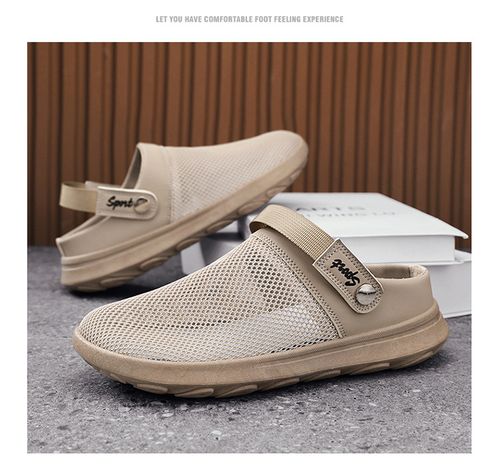 Half-slipper men's summer breathable thin mesh perforated mesh shoes