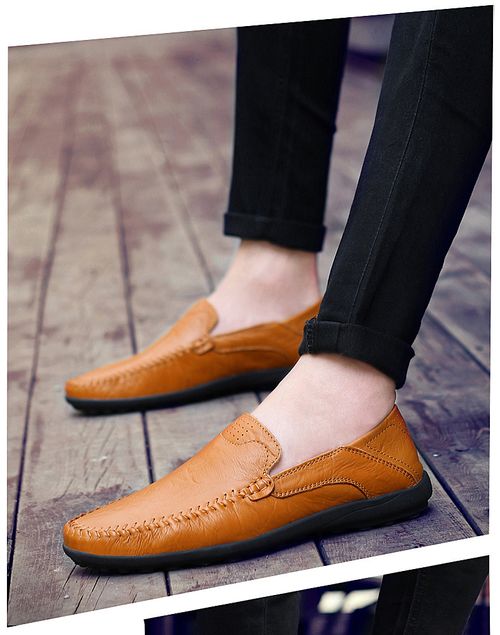 Leather shoes flat large size casual shoes men
