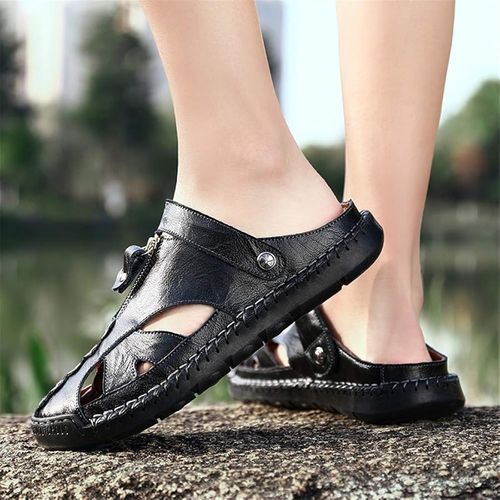 New style personalized genuine leather men's beach shoes young men's casual sandals