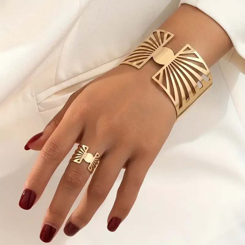 Open Cuff Bracelet and Ring Set
