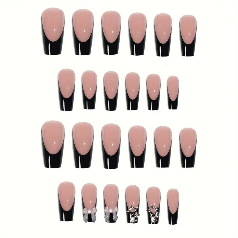 French black edge sparkling star butterfly nail stickers