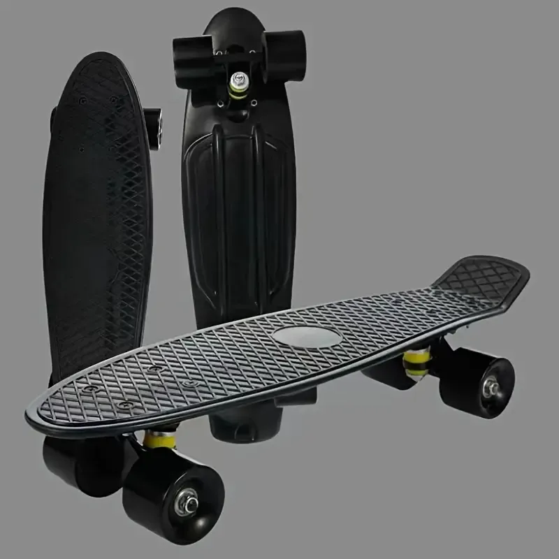 22.5-Inch Mini Cruiser Skateboard with Aluminum Trucks - Plastic Deck, Suitable for 14+ Experts, Beginner-Friendly Fish Board, Compact Penny Board Style, Non-Electric, Wireless Free, Advanced Skating Skill Board