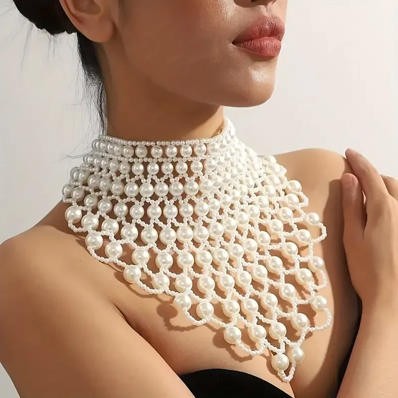 Faux Pearl Choker Necklace