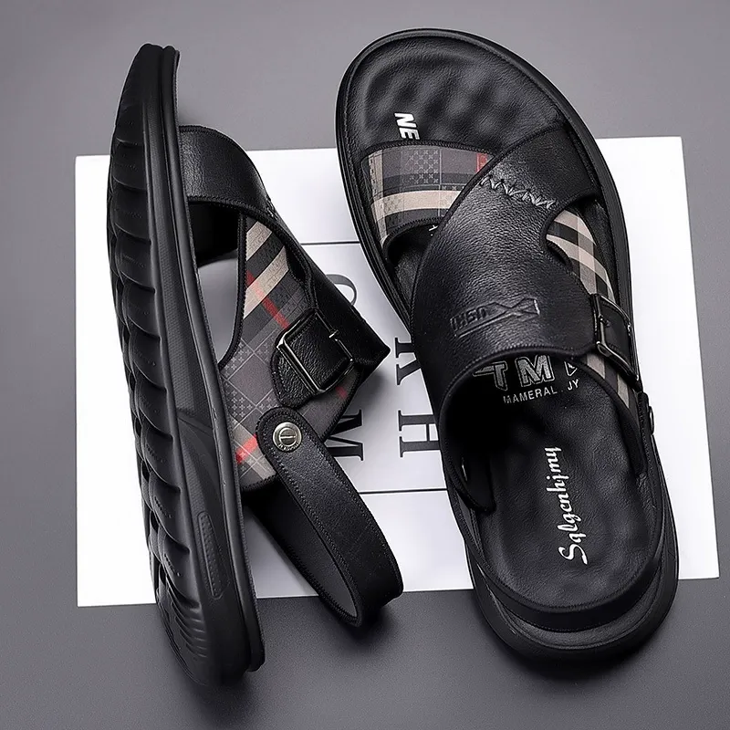 Top layer cowhide sandals for men, beach shoes