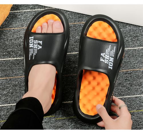 Men's Fashion Slides with Massage Sole - Color Block, Non-Slip EVA Open Toe Sandals for Indoor Outdoor Use, Comfortable Thick Sole Beach & Streetwear