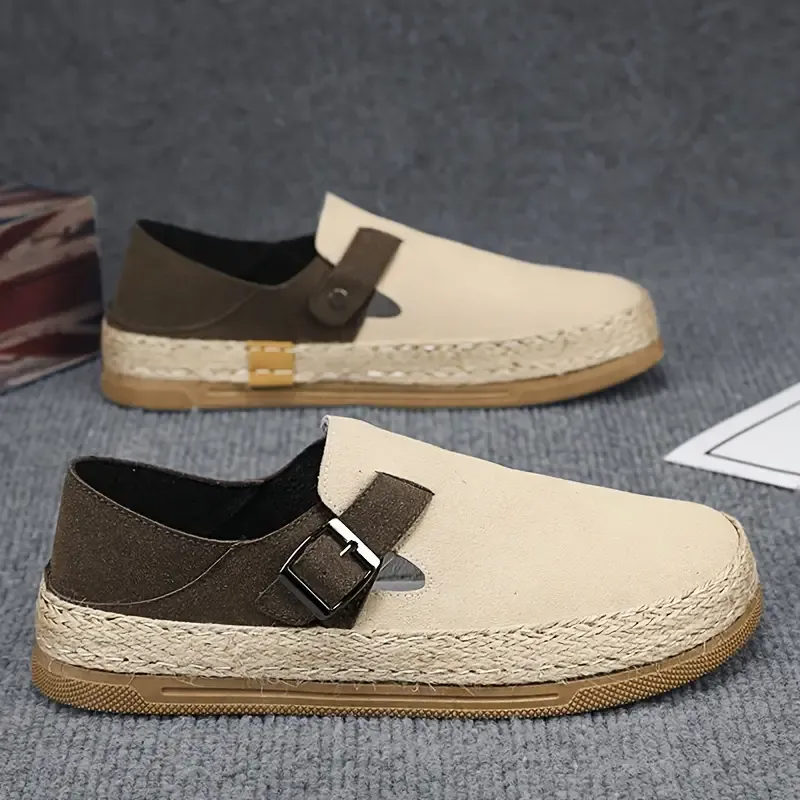 Men's Vintage Color Block Elegant Dress Shoes With Buckle Straps, Comfy Non Slip Casual Durable Walking Shoes, Men's Footwear
