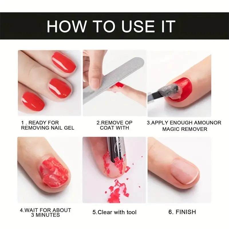 5pcs 15ml Magic Soak-Off Quick Nail Glue Remover, Nail Polish Remover For Gel Nails Polish