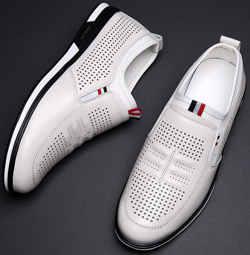 White leather height-enhancing shoes