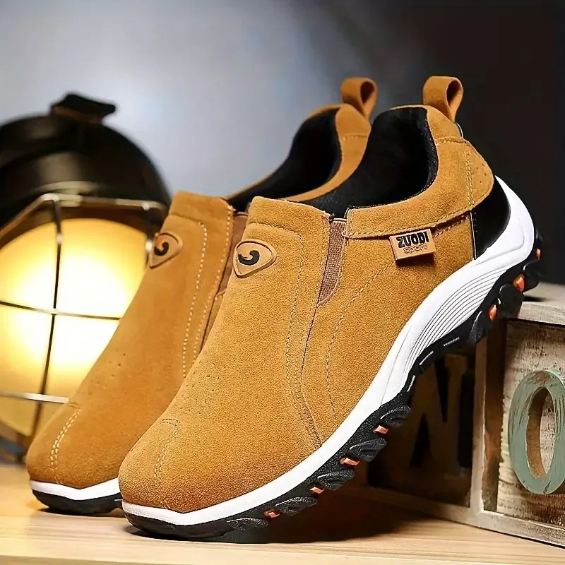 Plus Size Men's Trendy Solid Low Top Hiking Boots With Adjustable Buckle