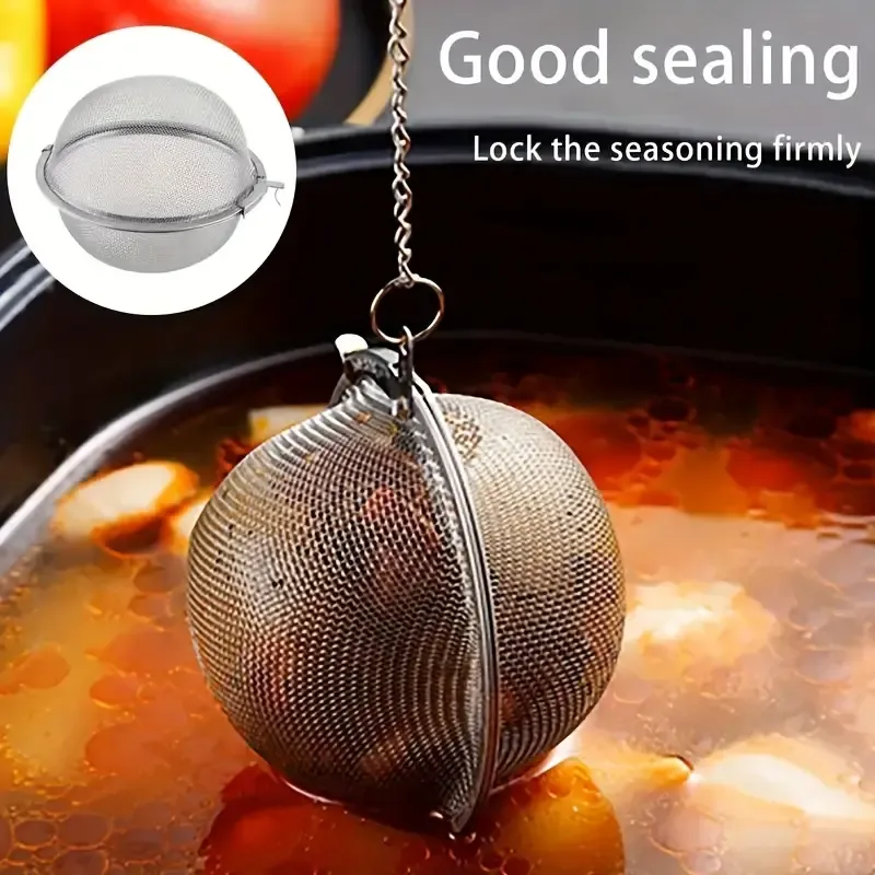 5 pcs 304 Stainless Steel Seasoning Ball Bag For Household Tea Brewing, Filter Screen, Large Seasoning, Fragrant Marinade, Soup, Stewed Meat, Seasoning Ball Box