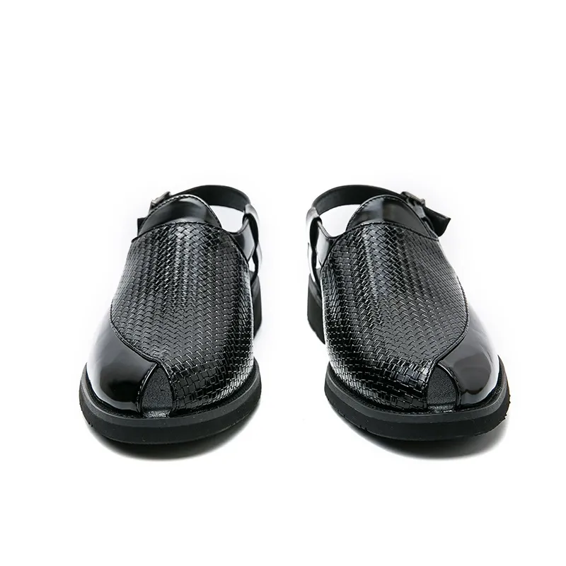 Woven sandals for men British-style breathable buckle sandals Large size