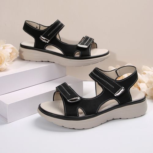 Large size casual sandals for women, sports style, Velcro, one-line, cross-border comfortable fish mouth sandals
