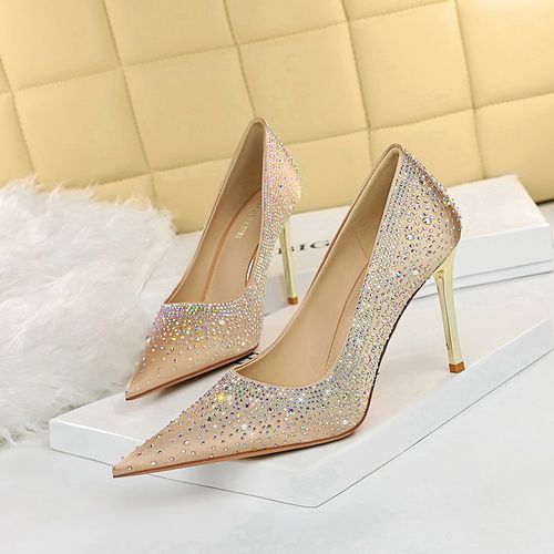 PRIN - Rhinestone Pointed High Heel Pumps