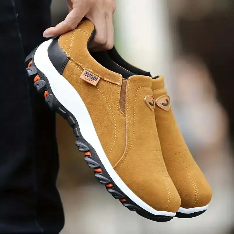 Plus Size Men's Trendy Solid Low Top Hiking Boots With Adjustable Buckle