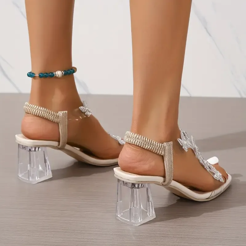 Butterfly Clear Chunky Heels