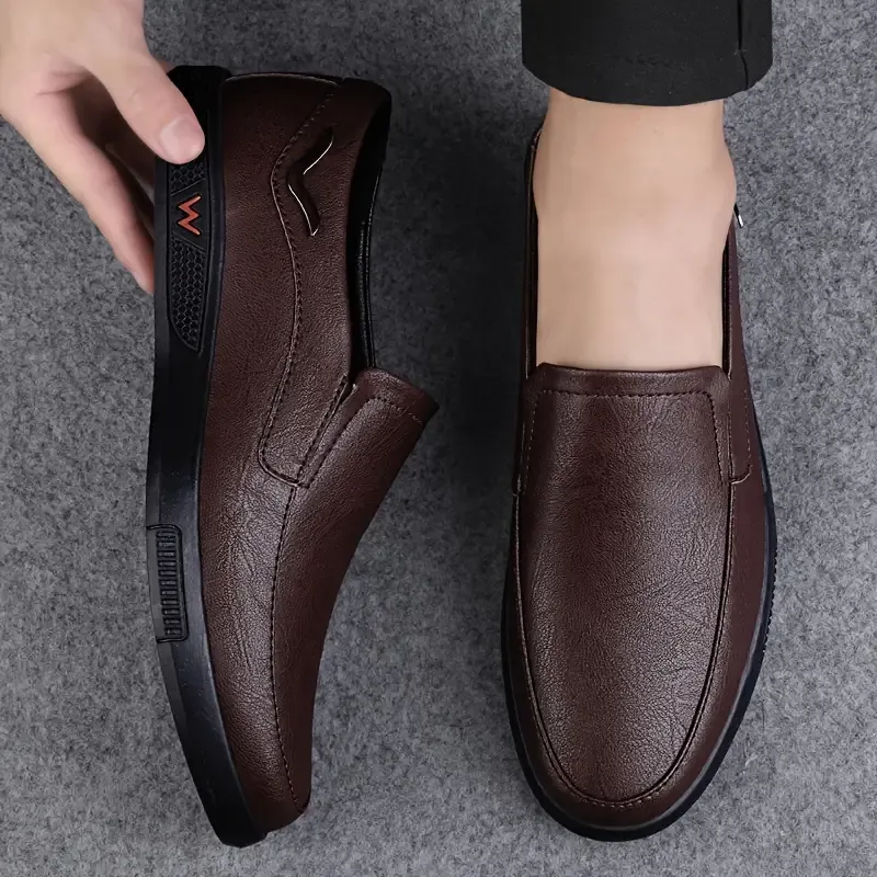 Men's Slip-On Loafers: Soft Leather, Rubber Sole, PU Lining, Suitable for Daily Casual Wear
