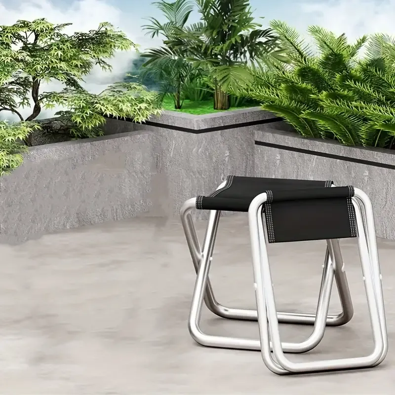 Lightweight Aluminum Folding Chair for Camping & Fishing - Portable, Square Outdoor Leisure Stool