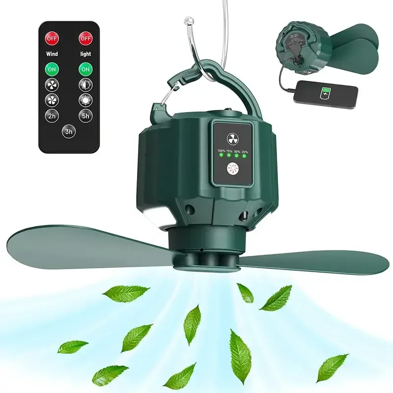 Camping fan with LED lights,rechargeable