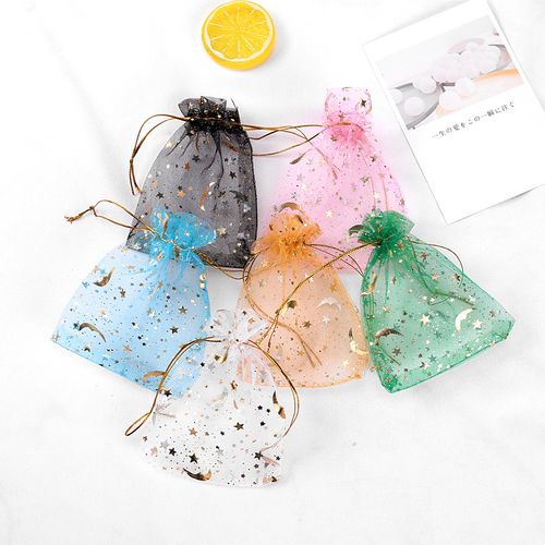 Moon Star Drawstring Organza Bag