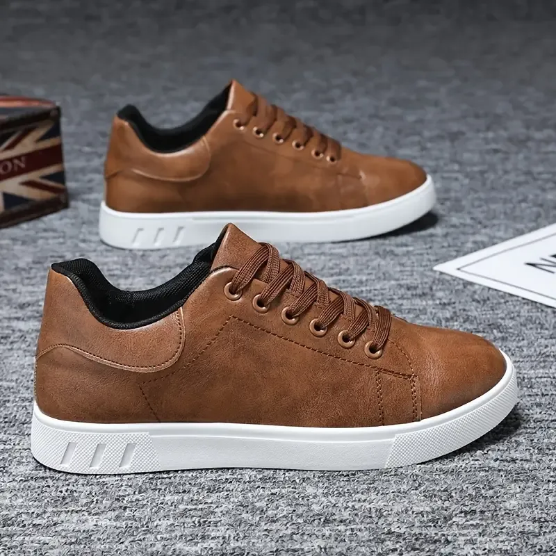 Men's Stylish Retro Low-Top Faux Leather Skate Shoes