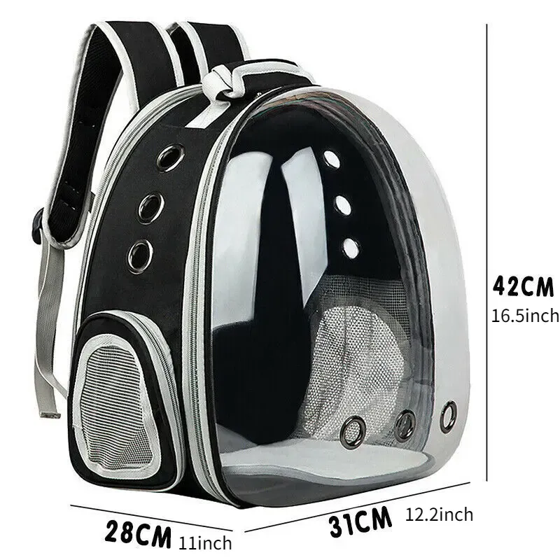 Pet Carrier Backpack: Transparent Space Capsule Design, Durable PVC, for Small to Medium Cats and Dogs, Casual Style, for Hiking and Camping